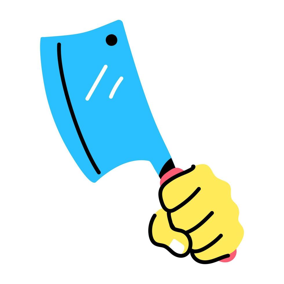 A butcher's cleaver doodle icon vector