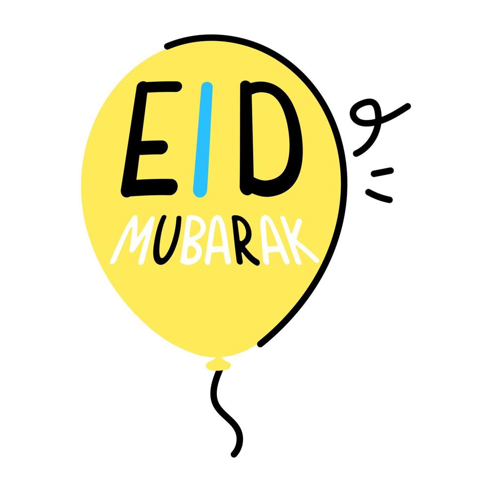 An eid balloon colored doodle vector