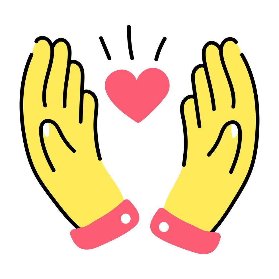 Hands for prayer in doodle icon vector