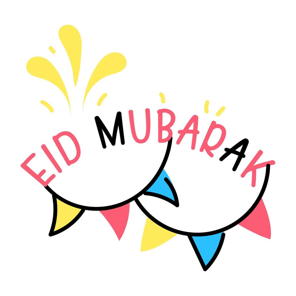 A typography of eid greetings doodle vector