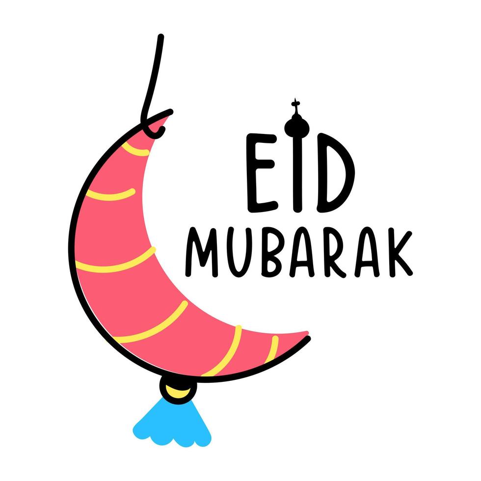 A hand drawn colored icon of eid mubarak vector