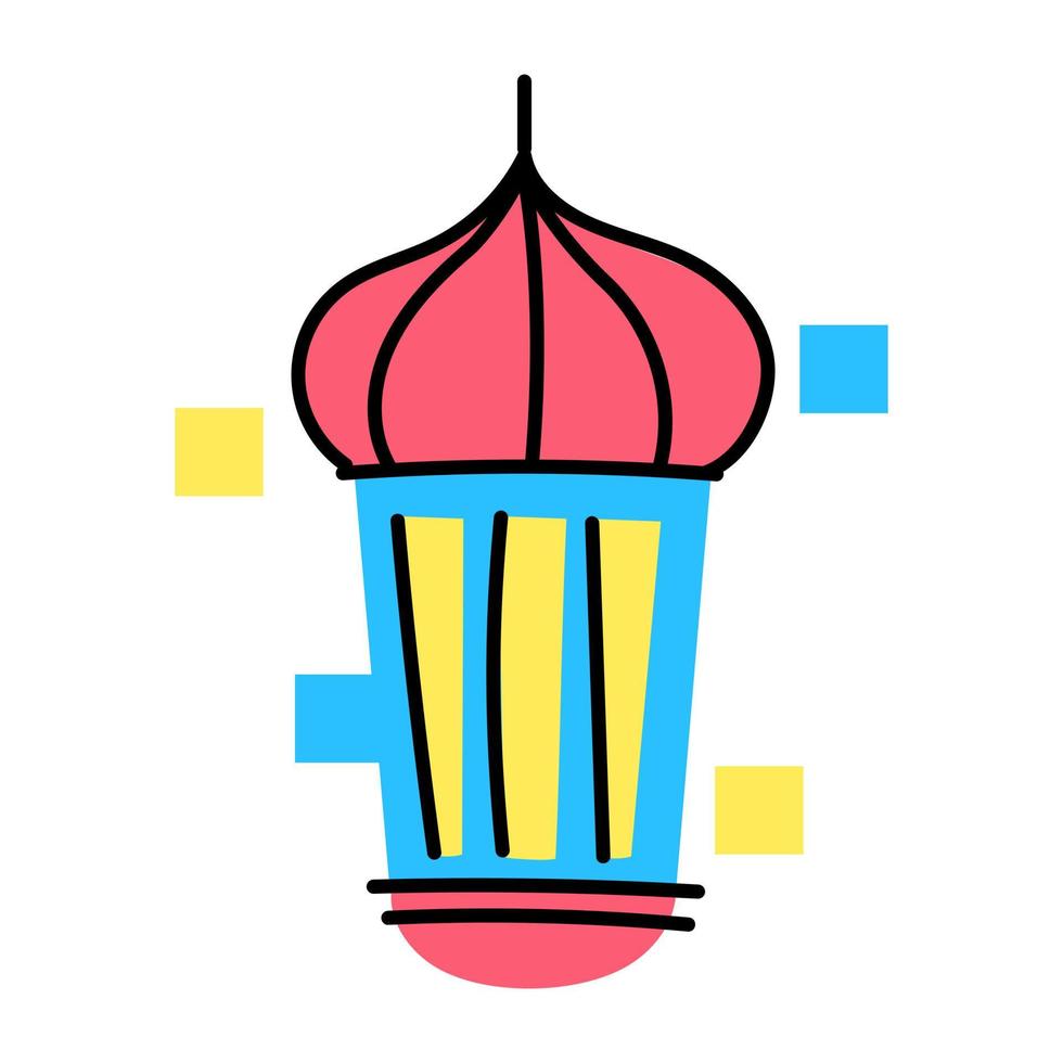 An eid lantern hand drawn vector