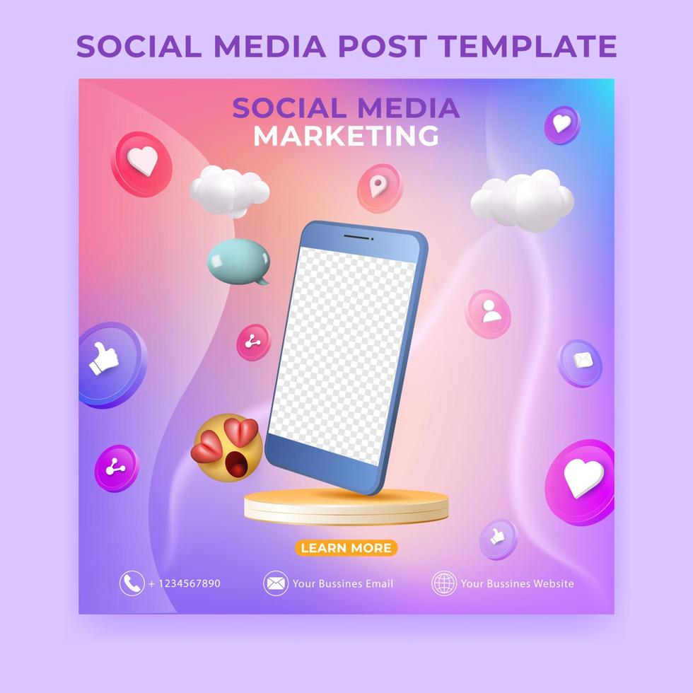 editable social media post template. 3D social media marketing banner ads. vector