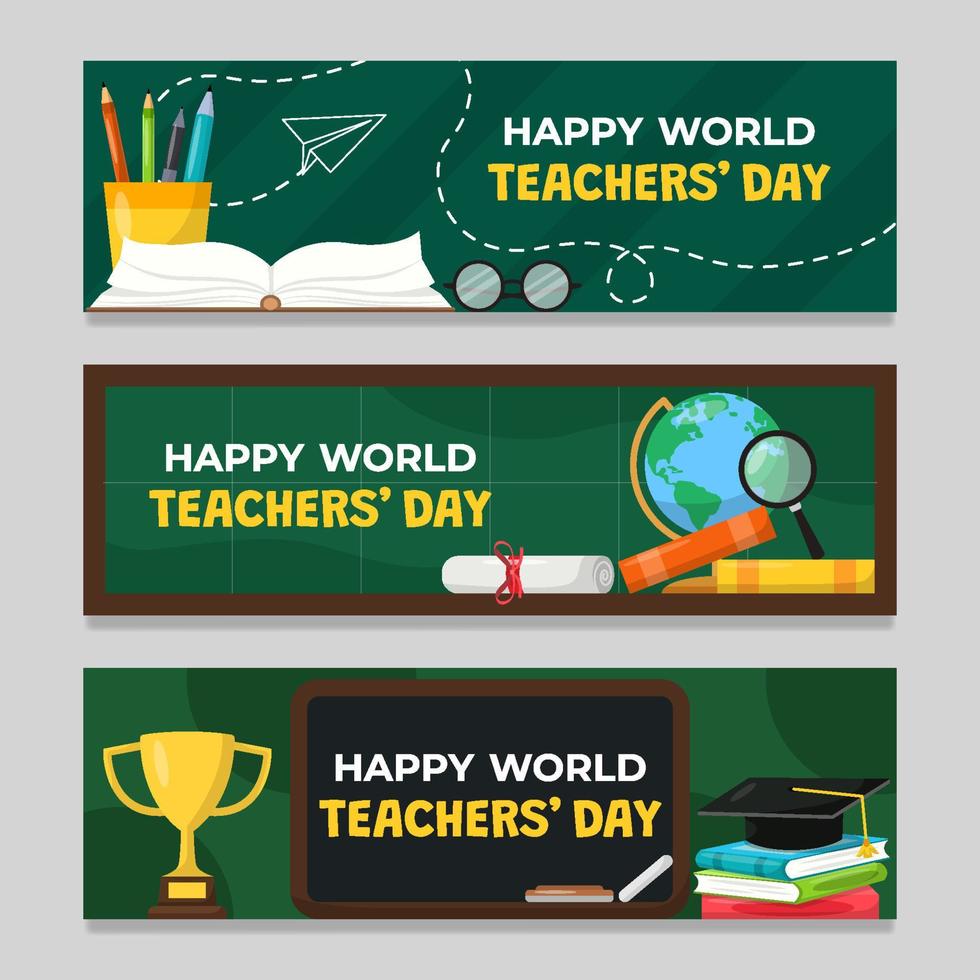 World Teachers' Day Banner Set vector