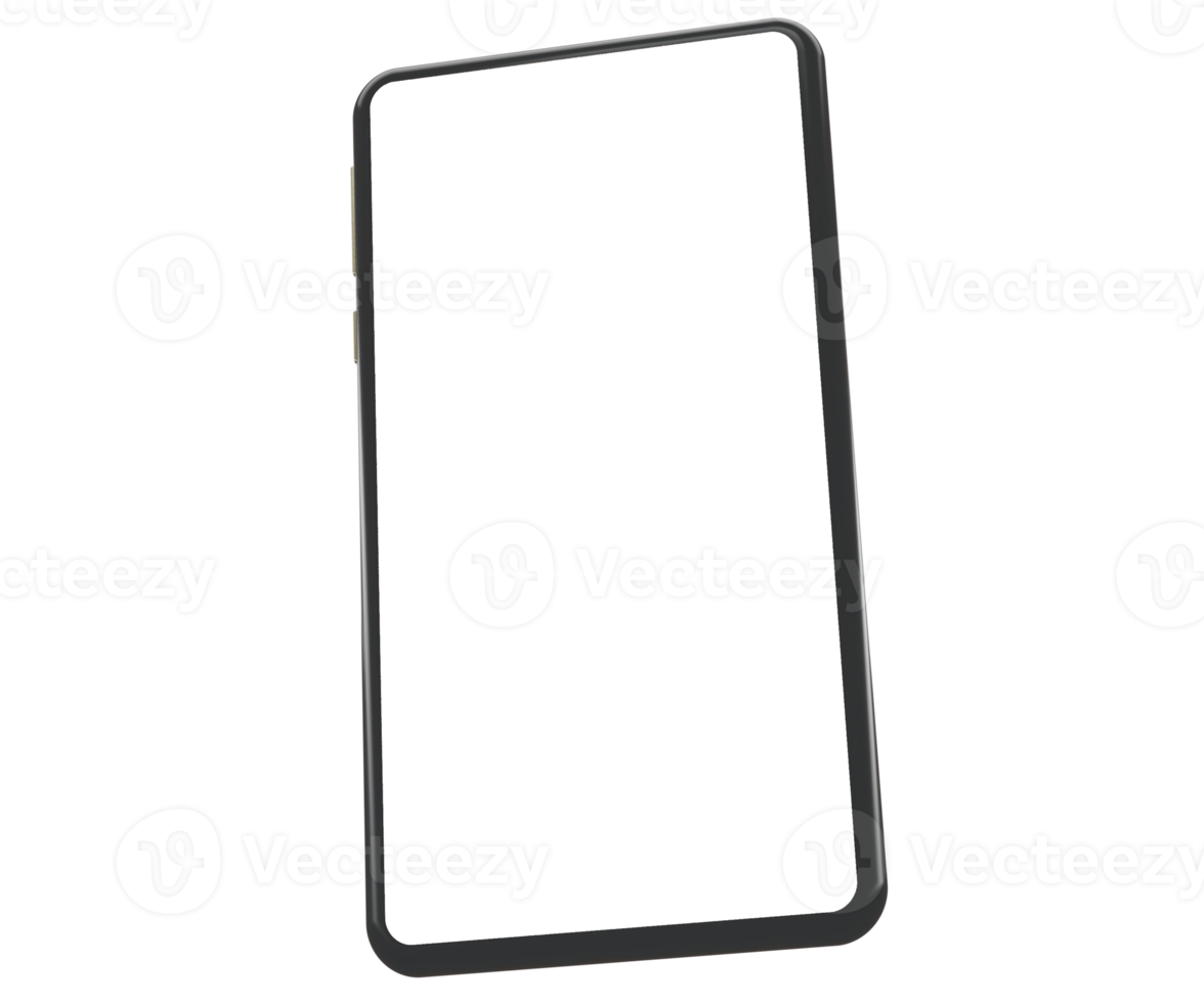 novo smartphone elegante com maquete de tela branca em exibição renderização de ilustração 3d para design de folheto, banner, pôster e etc png