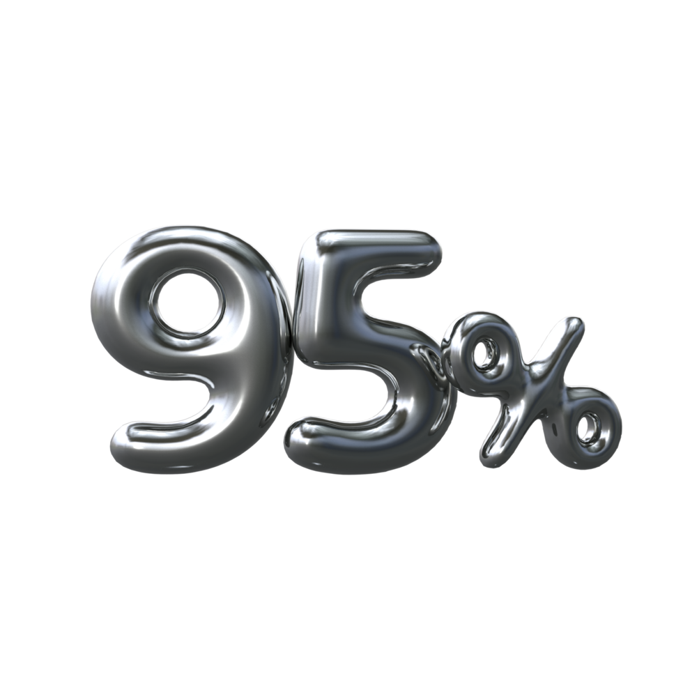 3D Silver Number 95 Percent png