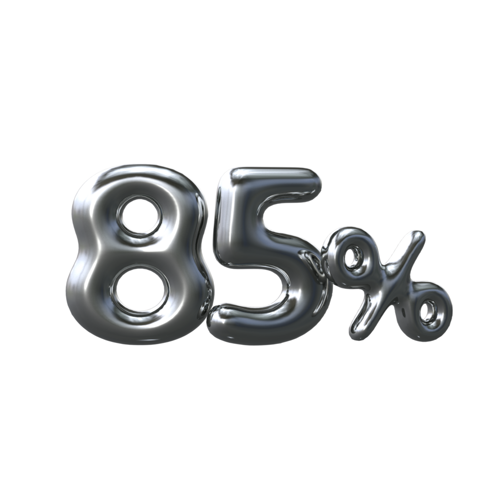 3D Silver Number 85 Percent png