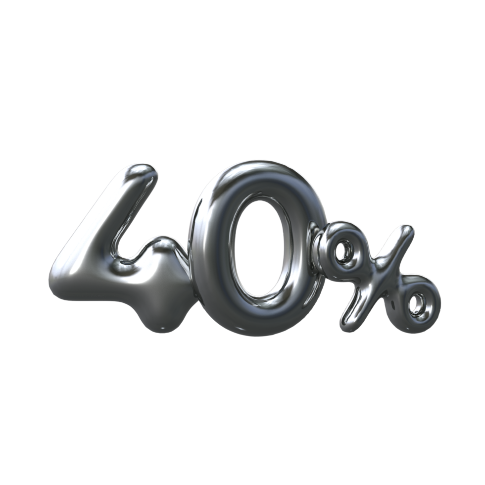 3D Silver Number 40 Percent png