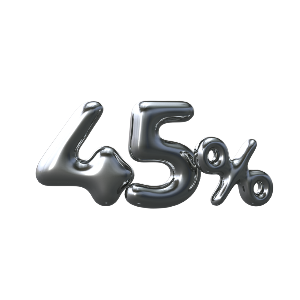 3d argento numero 45 percento png