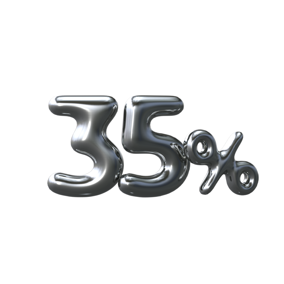 3D Silver Number 35 Percent 9926568 PNG