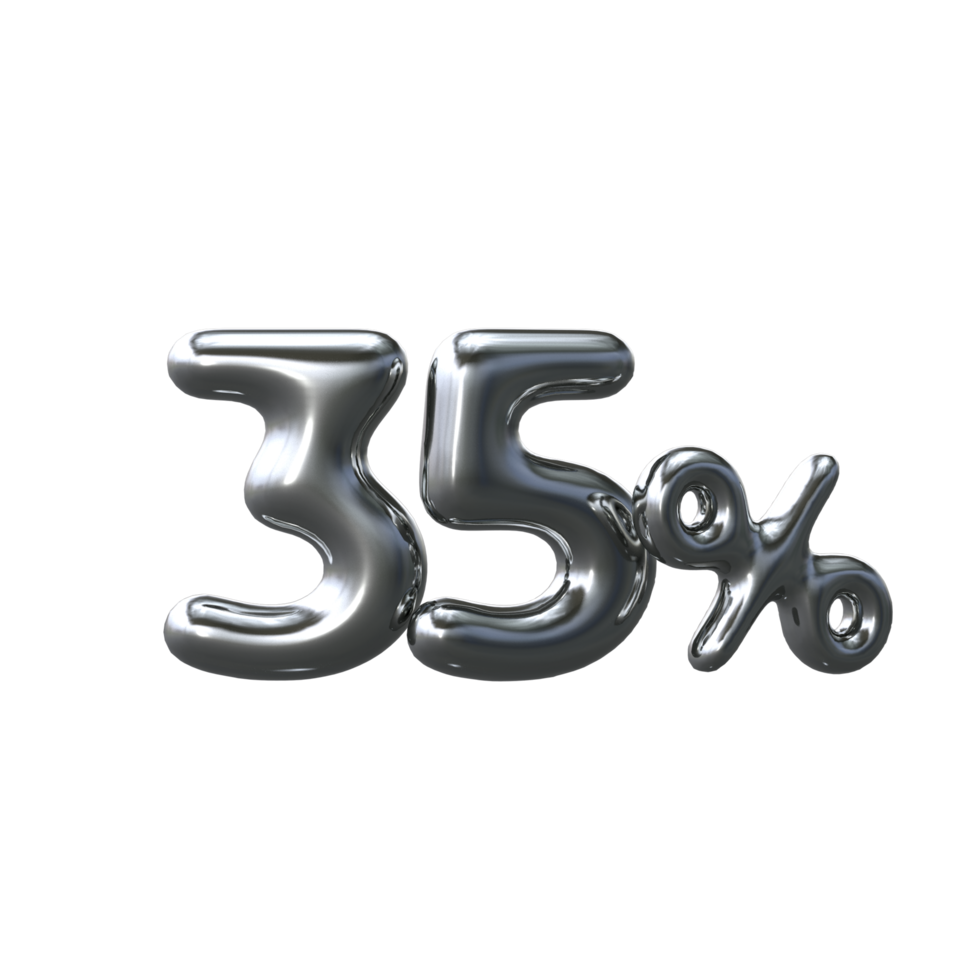 3d silver nummer 35 procent png