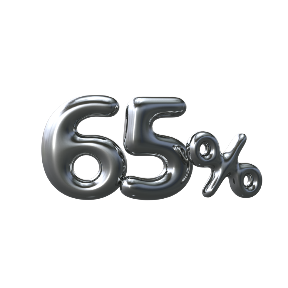 3d silver nummer 65 procent png