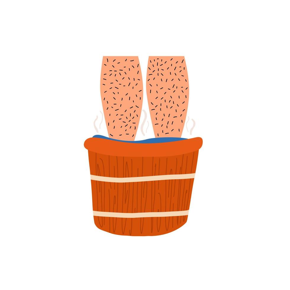 Foot bath. Vector hand drawing illustration