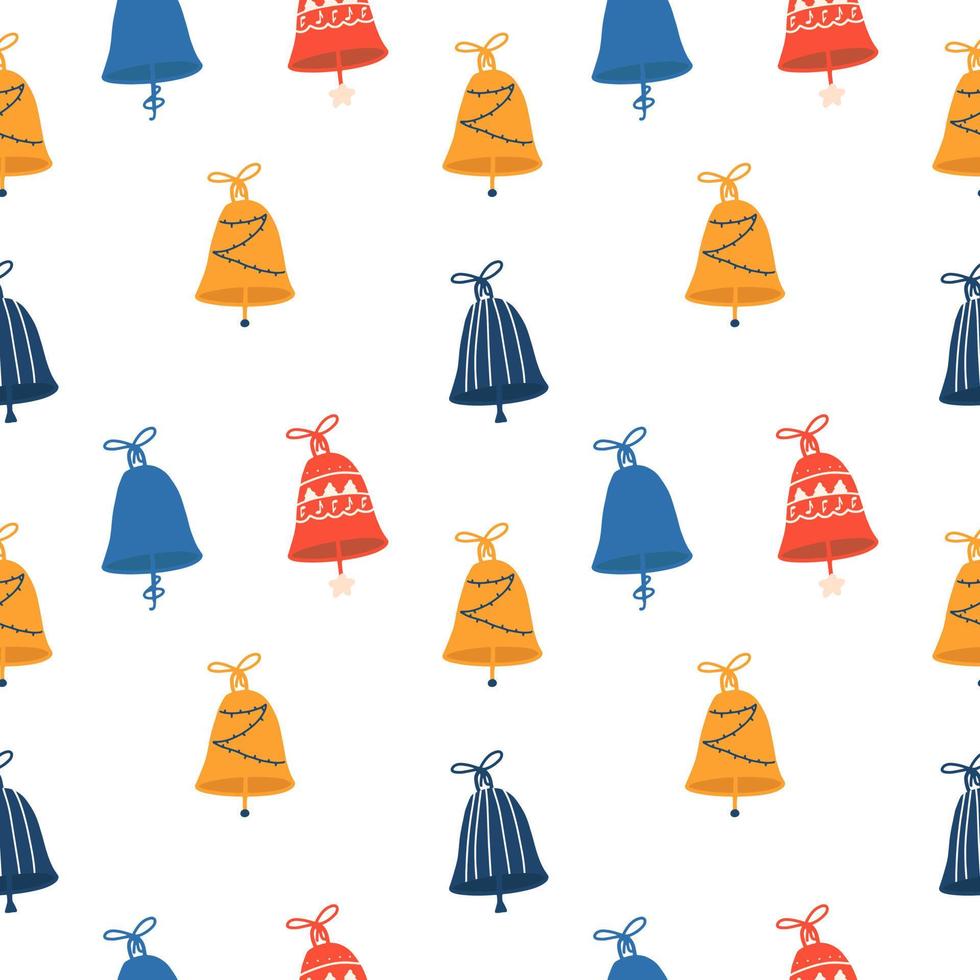 Seamless pattern with Christmas bells. Vector illustration in flat style