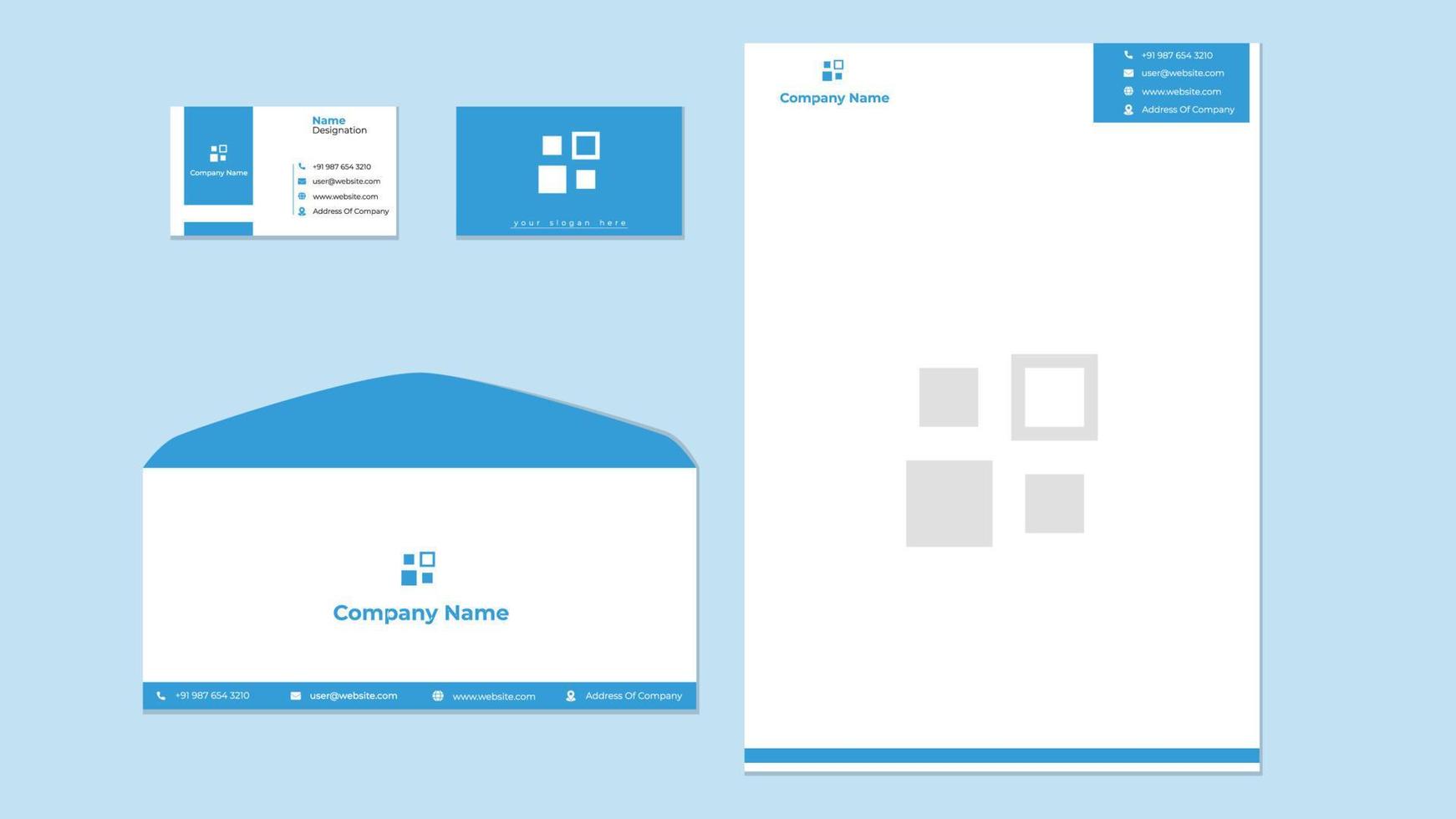 Corporate stationary design template, corporate business card letterhead and envelope template. vector