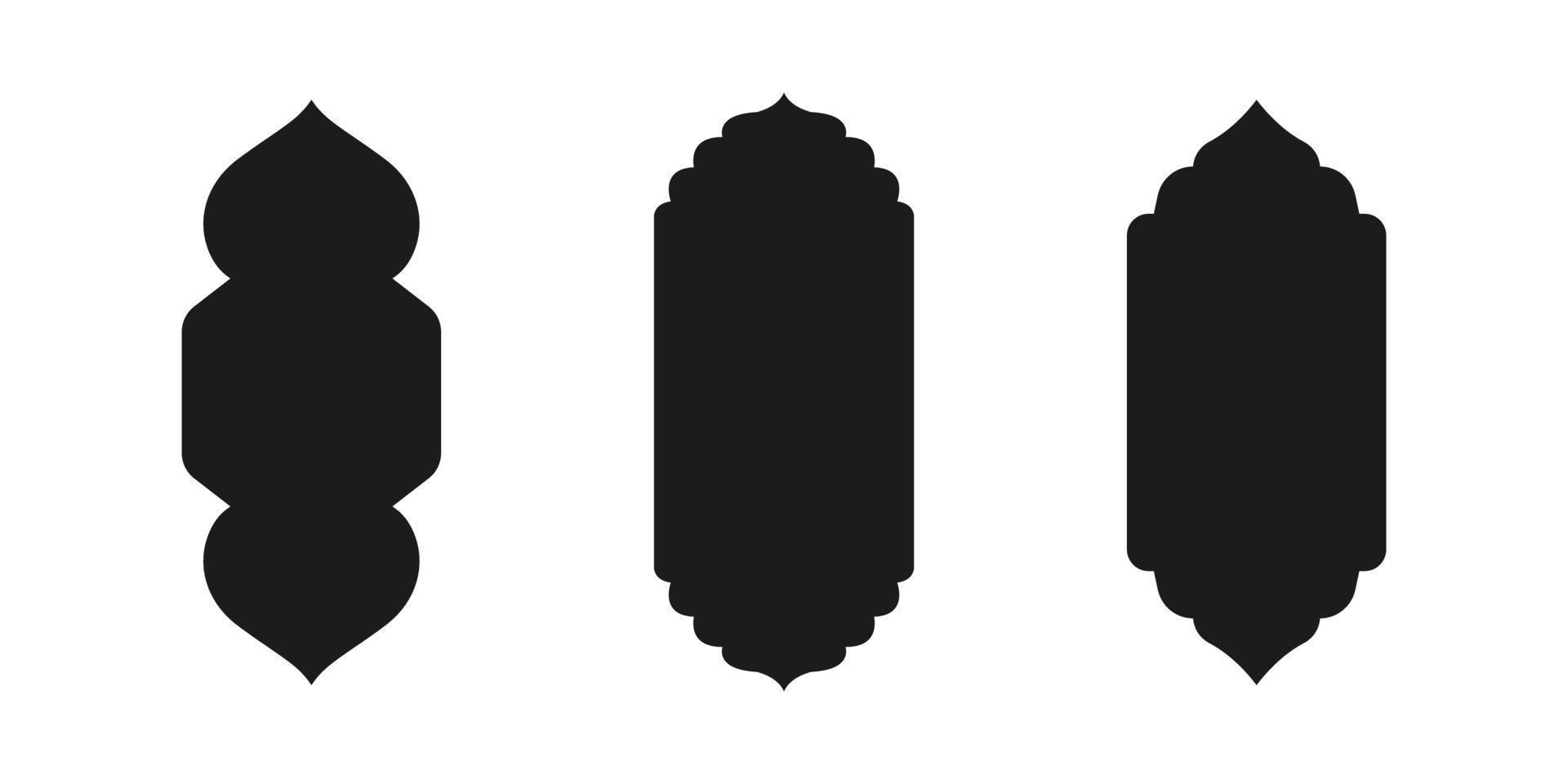 Islamic vector shape of a window or door arch. Arab frame set. Ramadan kareem silhouette icon
