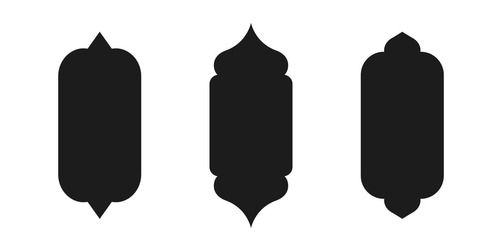 Islamic vector shape of a window or door arch. Arab frame set. Ramadan kareem silhouette icon