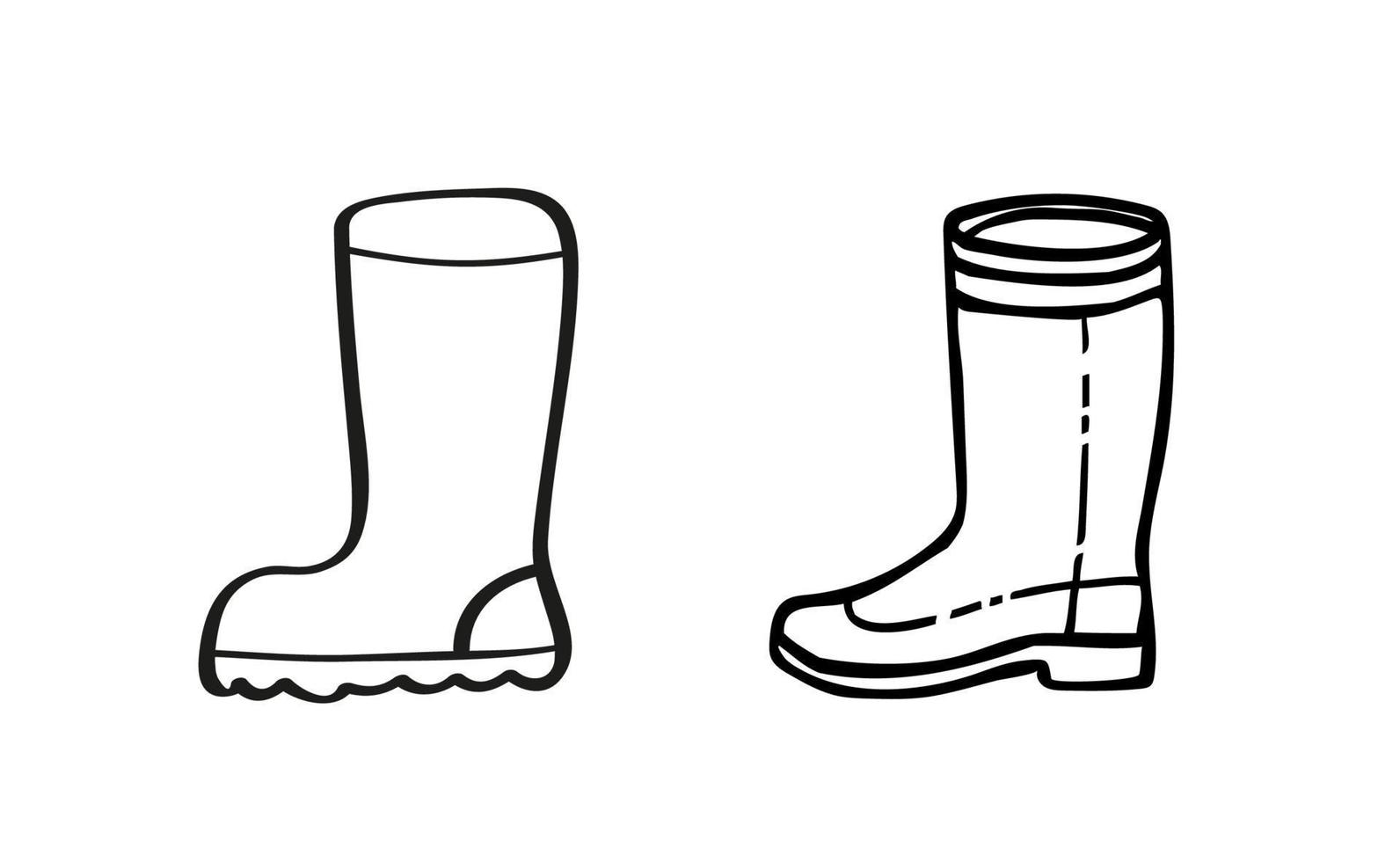 conjunto de iconos de línea de arranque de goma. botas de lluvia wellington vector