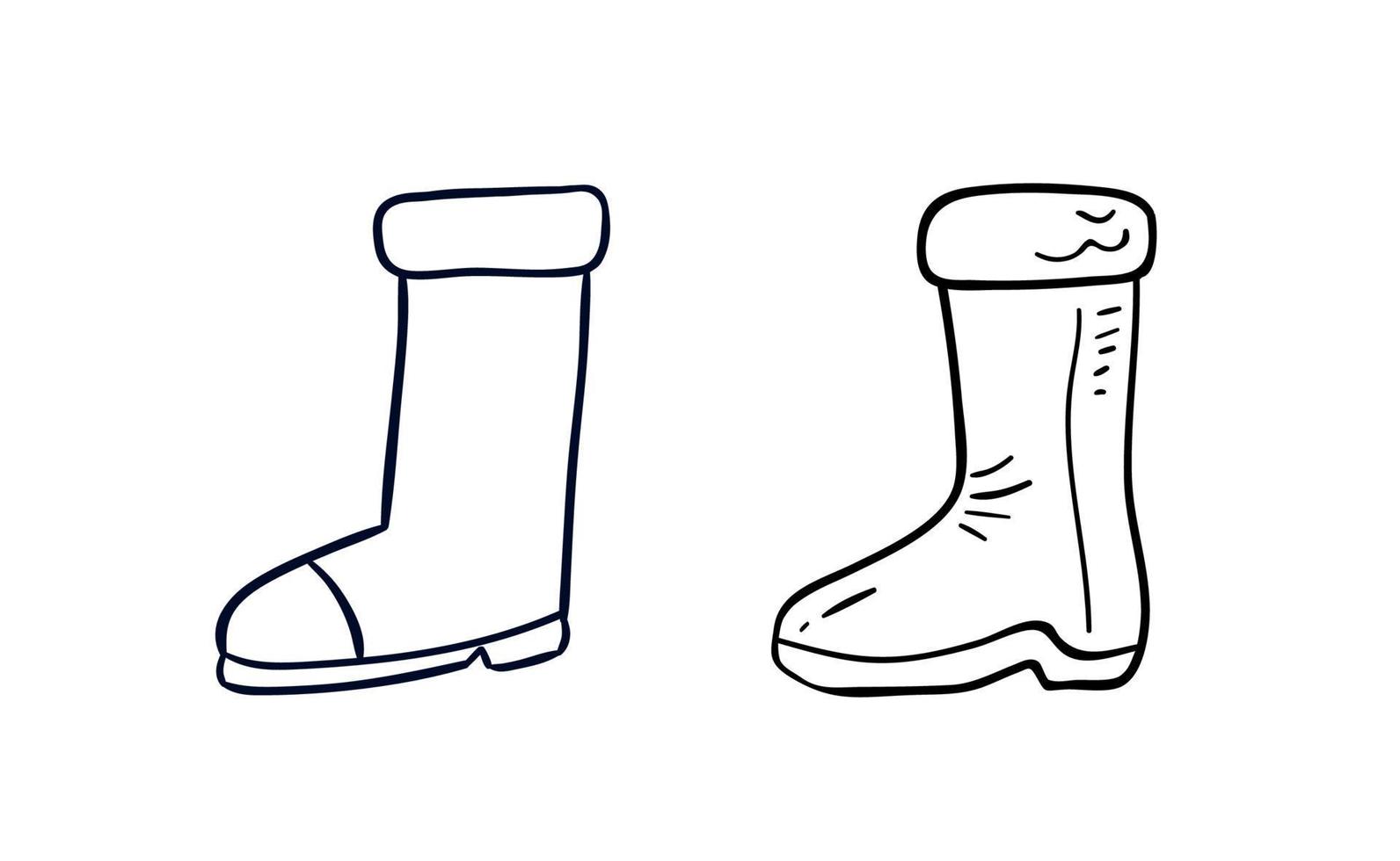 conjunto de iconos de línea de arranque de goma. botas de lluvia wellington vector