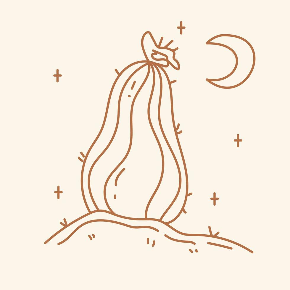 Hand drawn illustration of a cactus in the desert in boho style vector