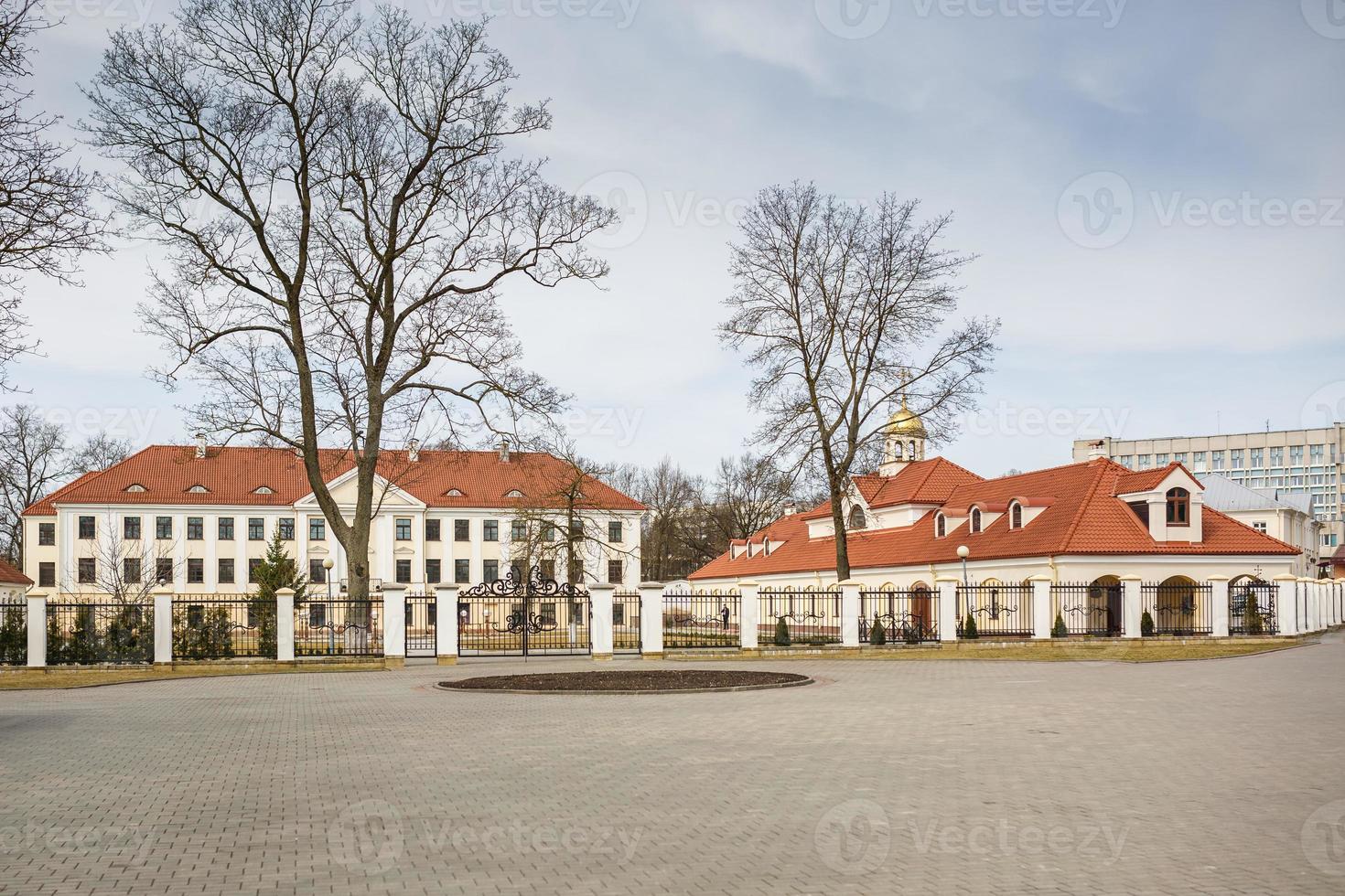 restored medieval castle in early spring photo