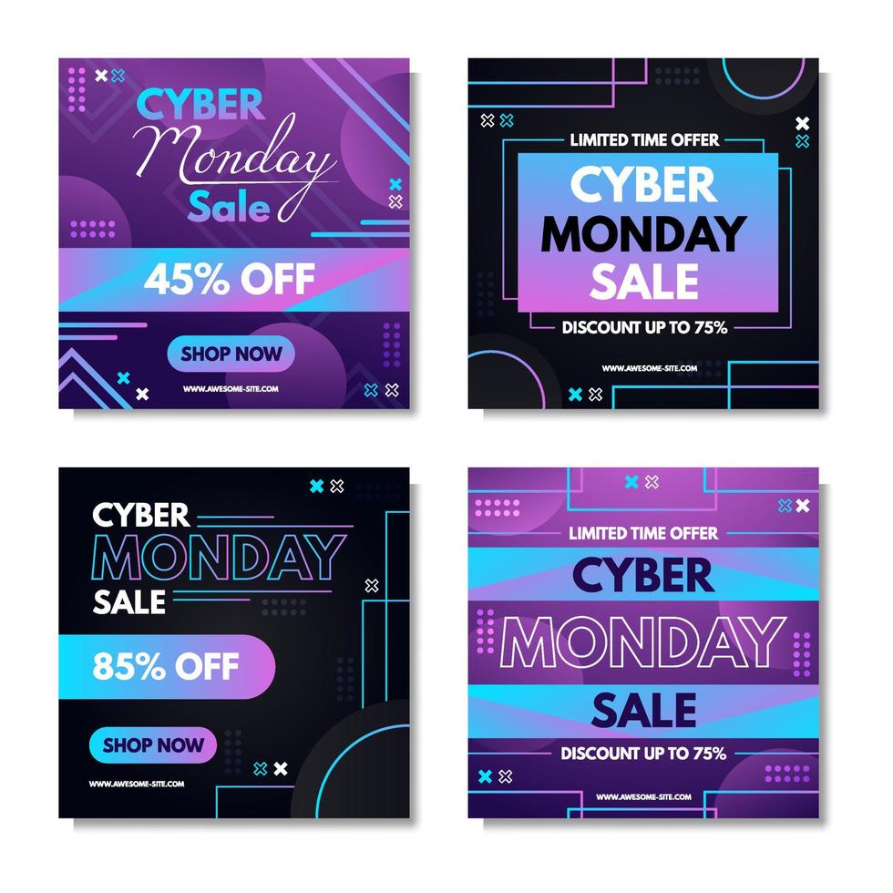 plantilla de publicación de redes sociales de venta cyber monday vector