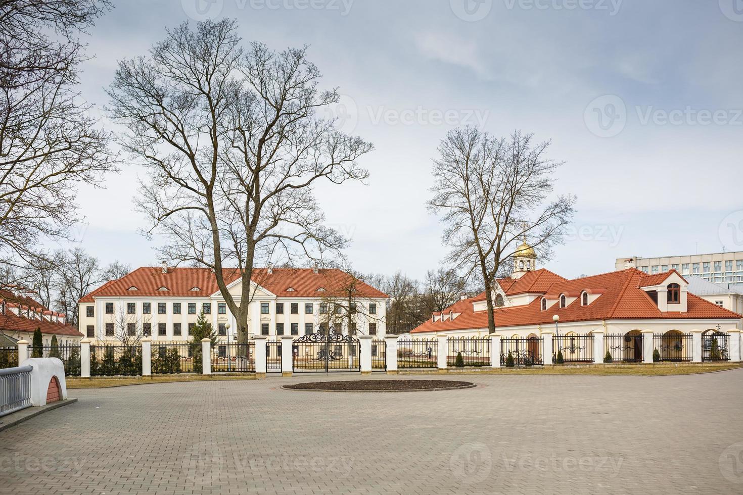 restored medieval castle in early spring photo