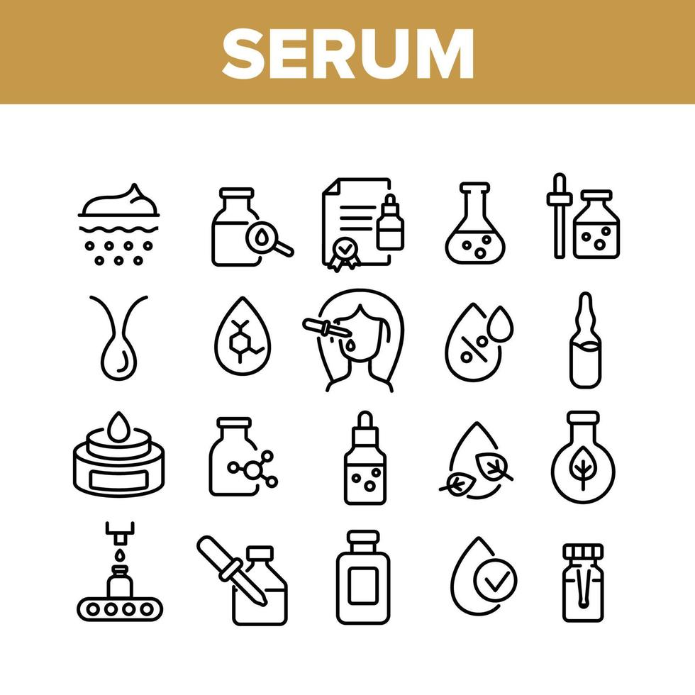 Serum And Cosmetic Collection Icons Set Vector