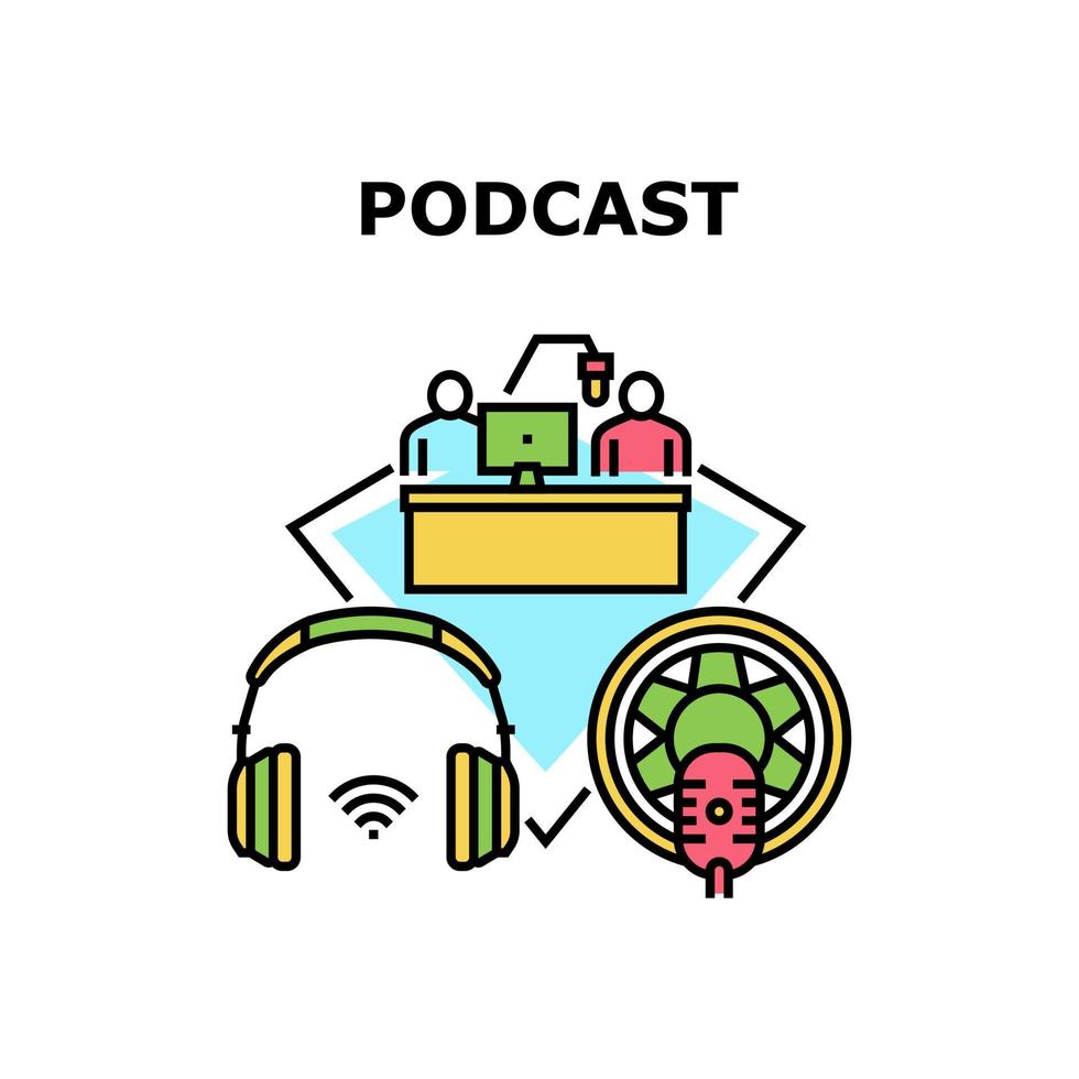Podcast Radio Vector Concept Color Illustration