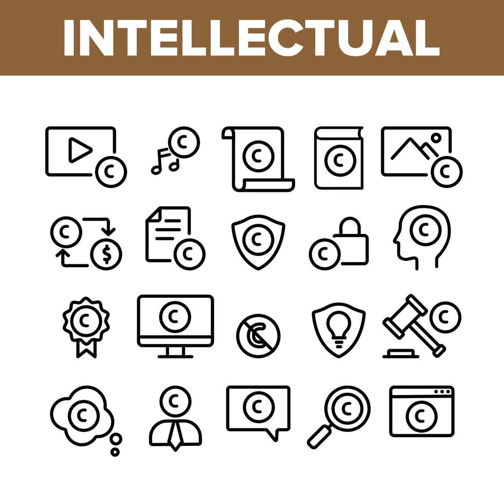 conjunto de iconos de colección de propiedad intelectual vector