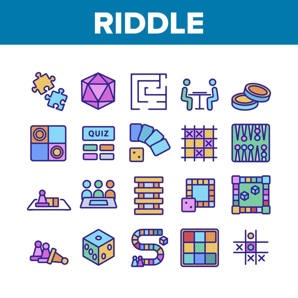 Riddle Play Equipment Collection Icons Set Vector