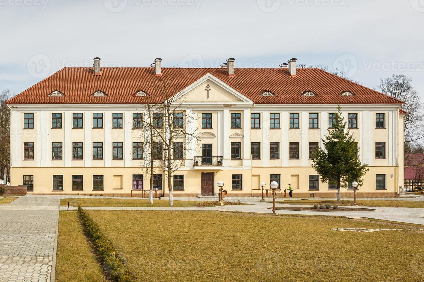 restored medieval castle in early spring photo