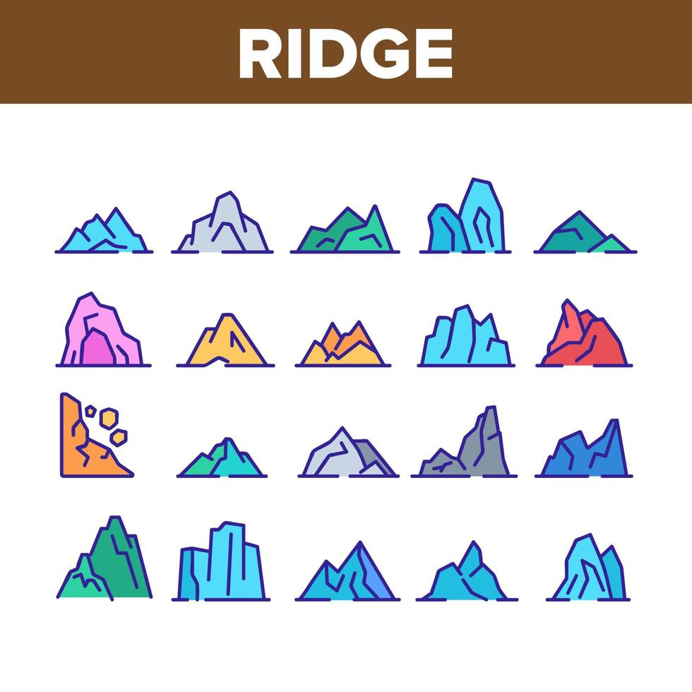 Ridge Different Form Collection Icons Set Vector