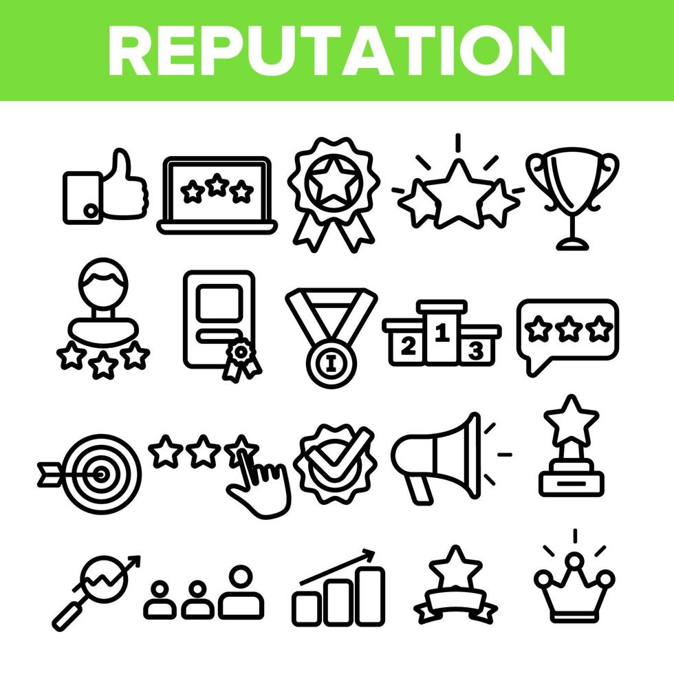 Reputation Linear Vector Thin Icons Symbol Set