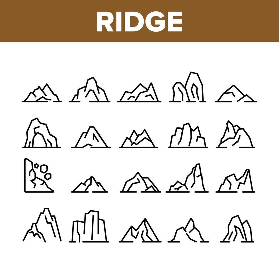 conjunto de iconos de colección de diferentes formas de cresta vector