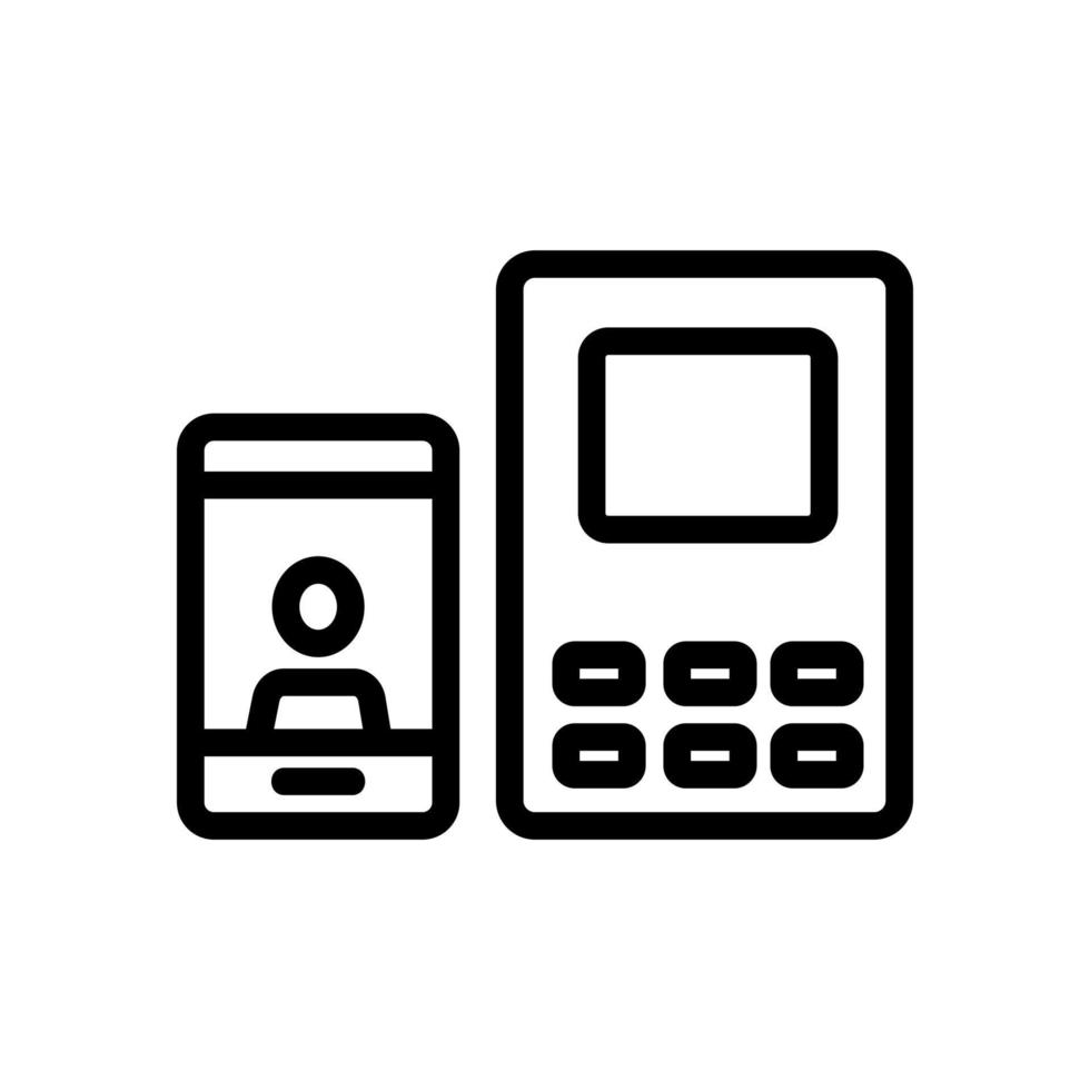 ilustración de contorno de vector de icono de intercomunicador y teléfono móvil