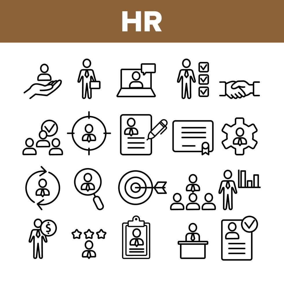 Collection HR Human Resources Icons Set Vector
