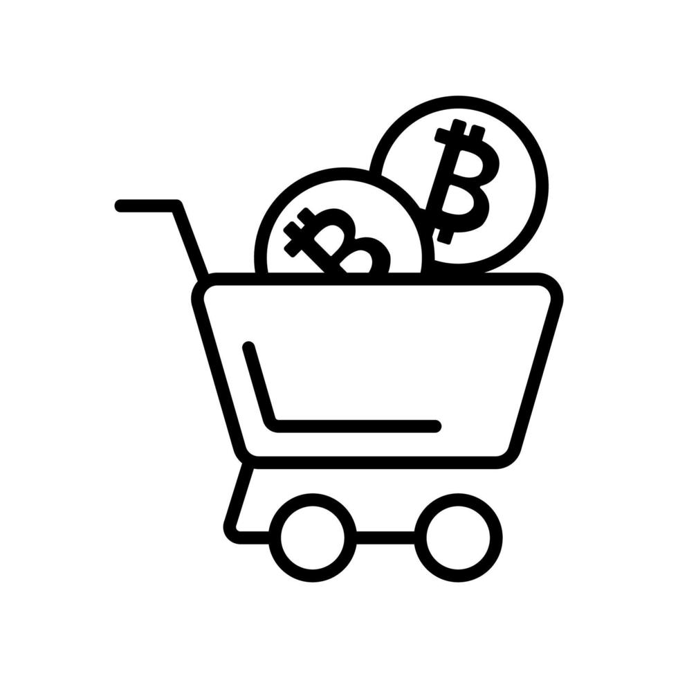 bitcoin basket icon vector. Isolated contour symbol illustration vector