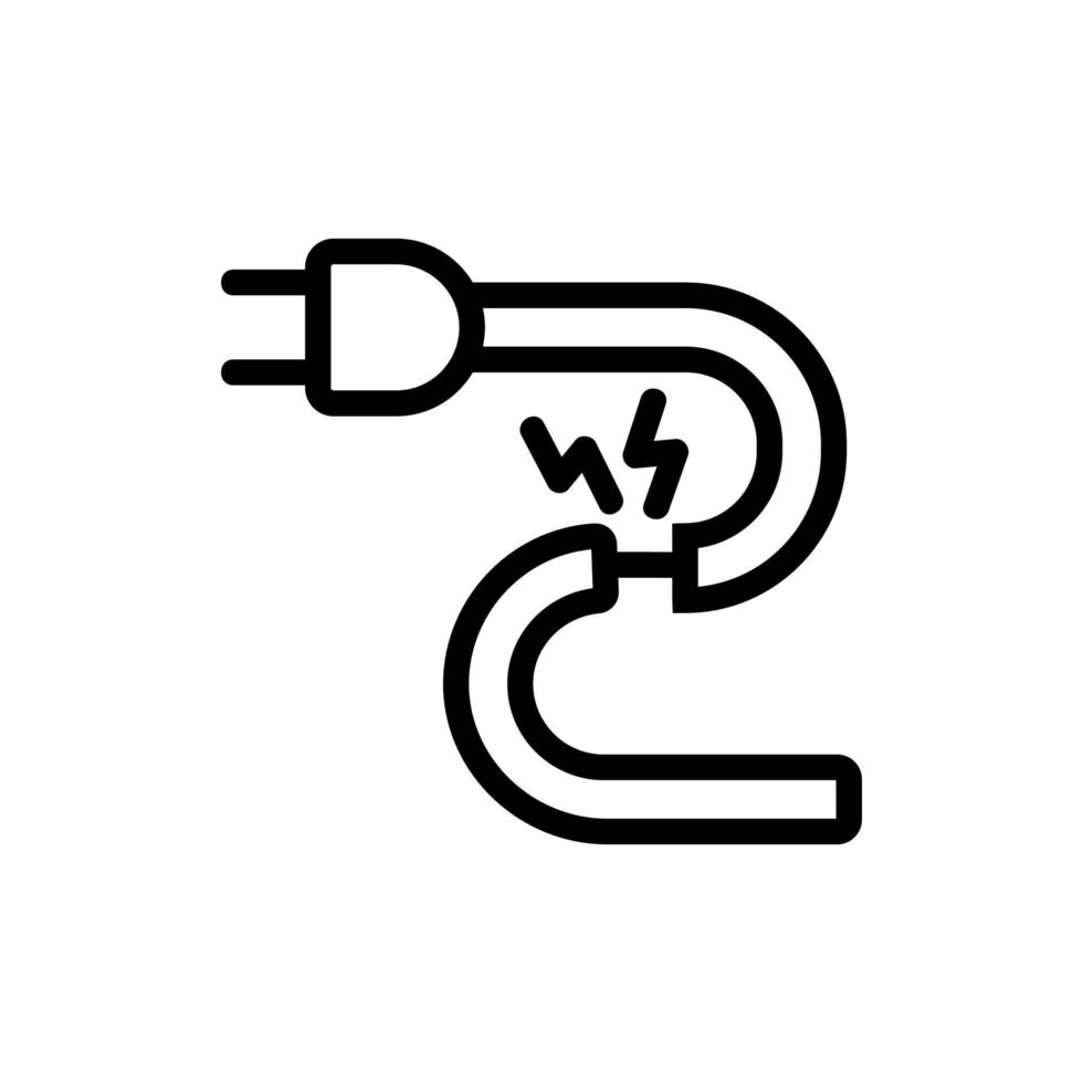breakdown in electric cord icon vector outline illustration