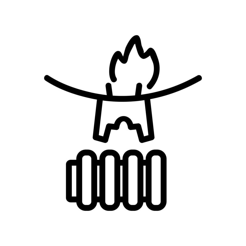 flammable things over battery icon vector outline illustration