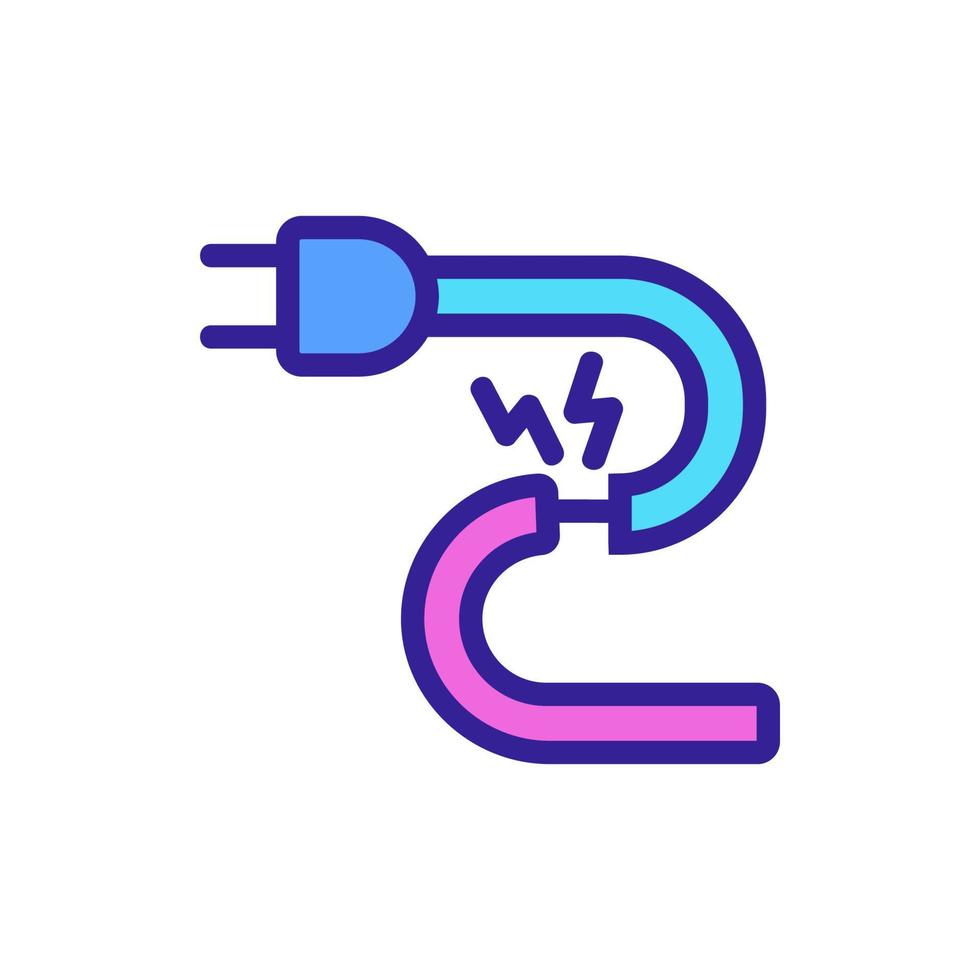 breakdown in electric cord icon vector outline illustration