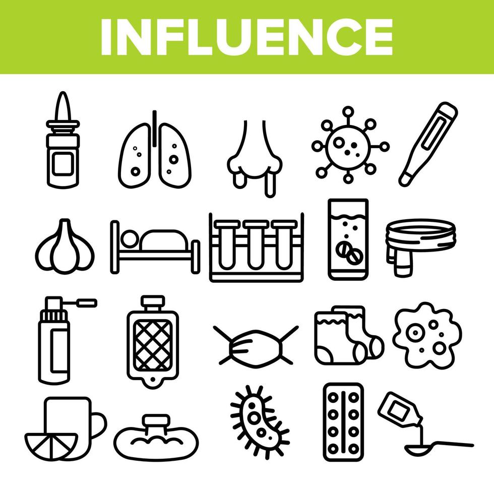 Influenza Linear Vector Icons Set Thin Pictogram