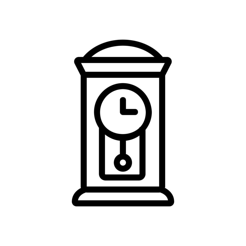 Ilustración de contorno de vector de icono de reloj de péndulo de madera de pie
