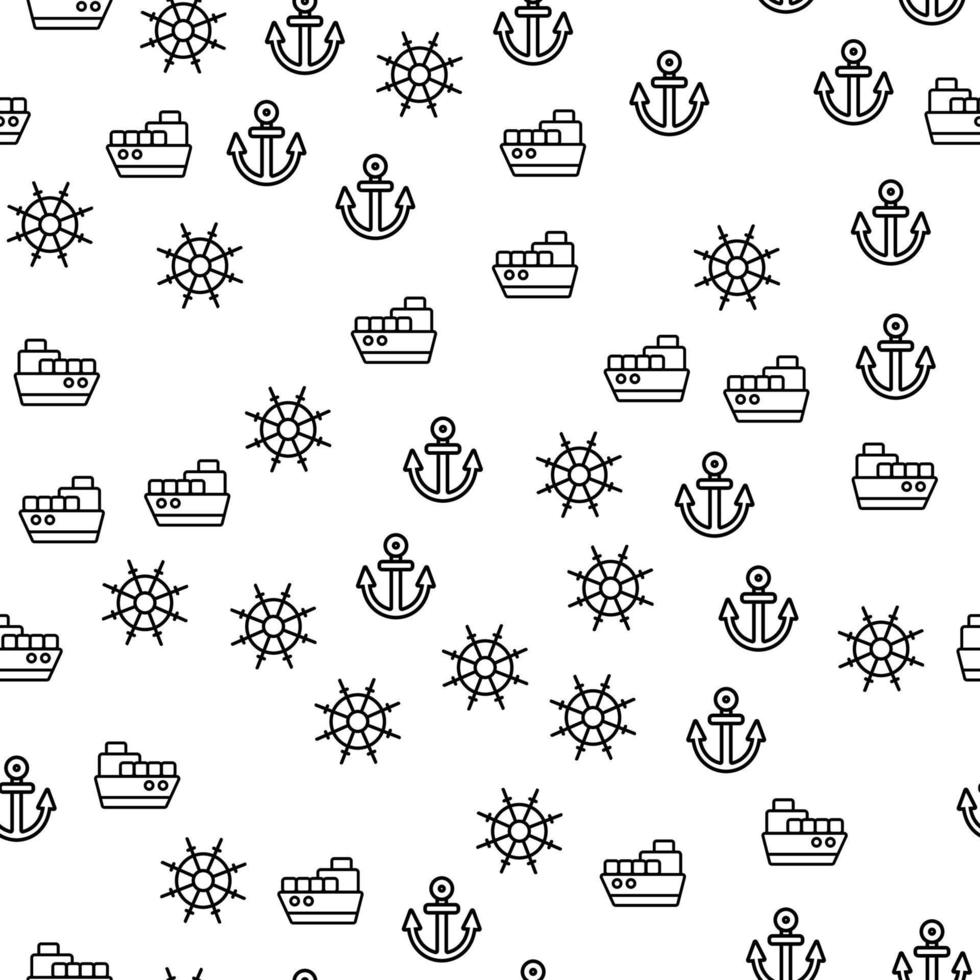 Details Of Delivery Ship Seamless Pattern Vector