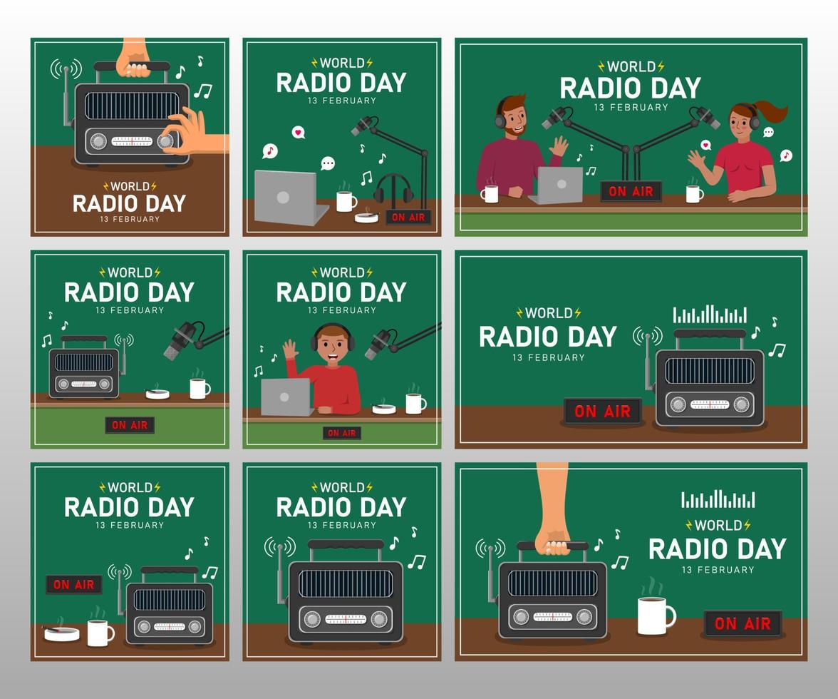 fondo y banner de ilustración del día mundial de la radio vector