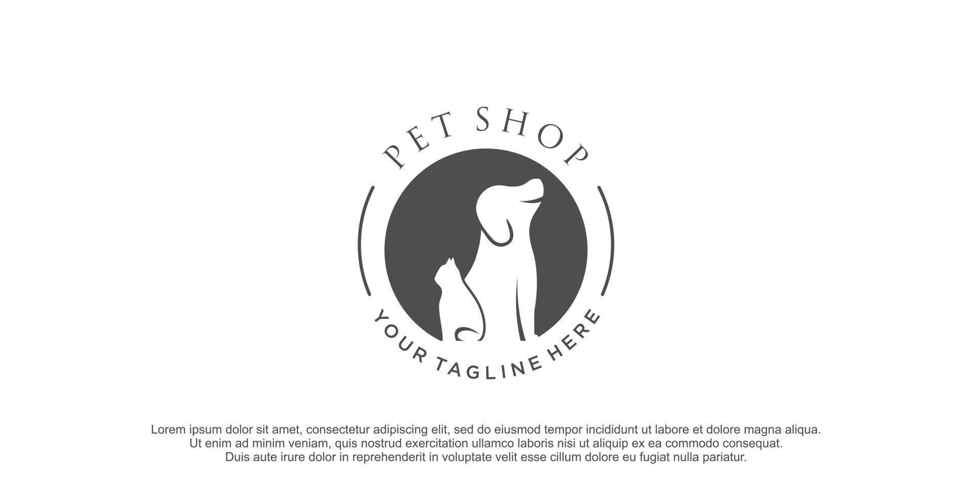 diseño de logotipo de perro y gato con ilustración de concepto creativo vector