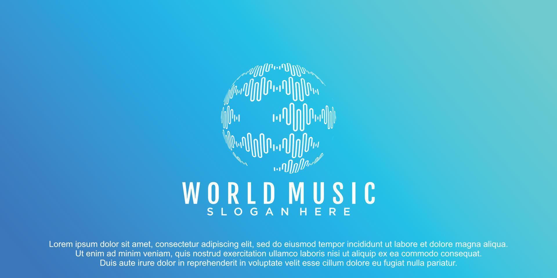 abstract music logo with unique globe concept vector