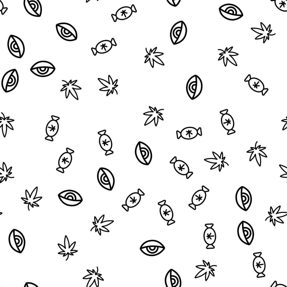 Legal Candy With Leaf Cannabis Seamless Pattern vector