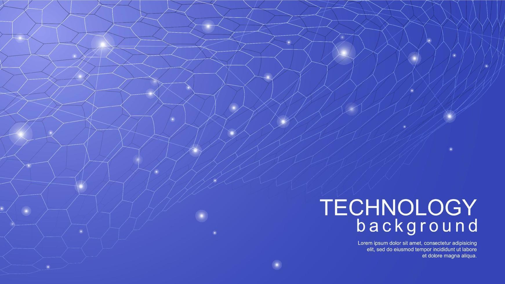 Tech hexagon background with blue gradient vector