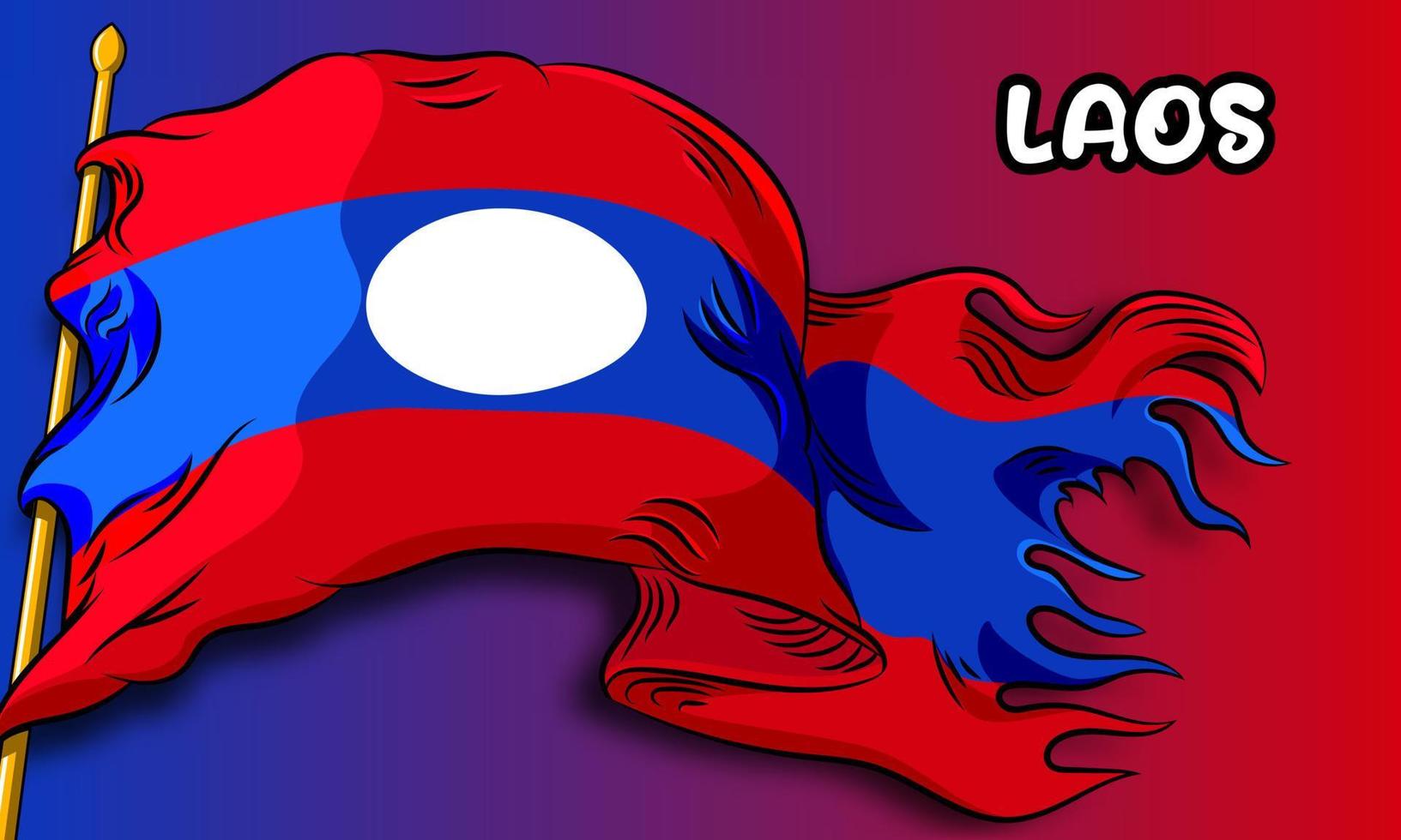 laos vector flag with hand drawn